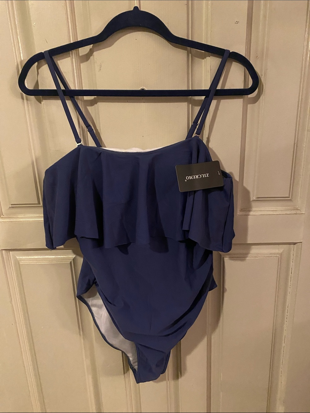 Zilcremo Women’s Blue Ruffle One-Piece Swimsuit